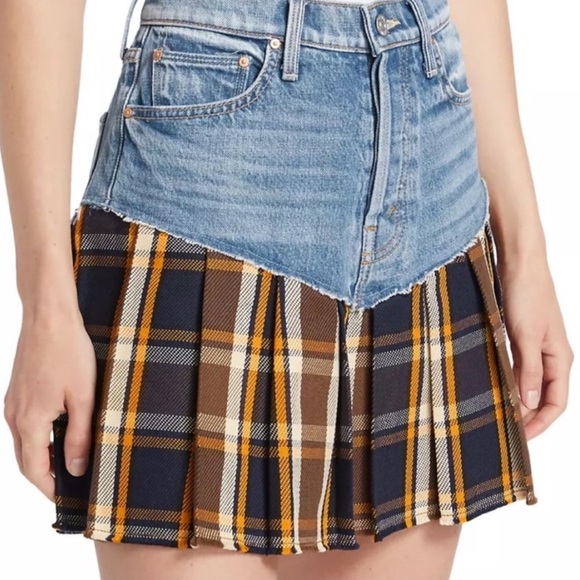 Mother The Fluff & Fold Mini Skirt Denim Women's Size 30 100%Cotton Taylor Swift - Picture 3 of 7